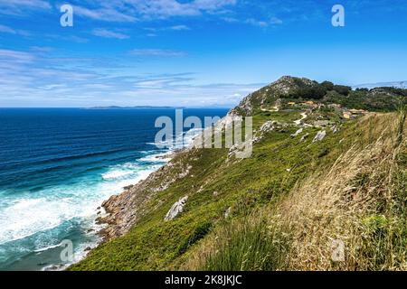 Blick auf die galizische Küste, dieses Gebiet ist bekannt als die Vela Küste in der Nähe von Pontevedra, Galicien, Spanien Stockfoto