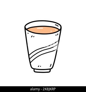 Tasse Kaffee, um auf weißem Hintergrund isoliert zu werden. Vektor-handgezeichnete Illustration im Doodle-Stil. Perfekt für Karten, Menü, Logo, Dekorationen. Stock Vektor