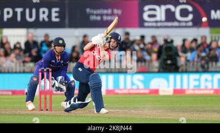 Aufgenommen am 13 Sep 2022 / 2. Vitality IT20 / England gegen Indien / The Incora County Ground / Derby Stockfoto