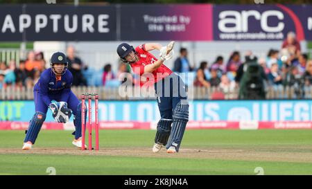 Aufgenommen am 13 Sep 2022 / 2. Vitality IT20 / England gegen Indien / The Incora County Ground / Derby Stockfoto