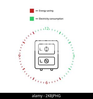 Lineares Symbol für Heizkessel. Energiesparend. Infografik-Vektorsymbol auf Weiß isoliert Stock Vektor