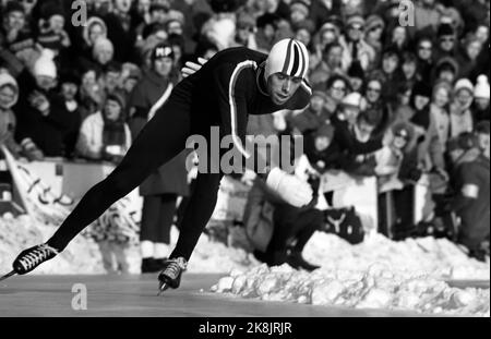 Oslo 19700115 WM auf Schlittschuhe, schnelle Rennen, in Bislett. Hier Dag Fornæs in Aktion. Foto: Aage Storløkken / Aktuell / NTB Stockfoto