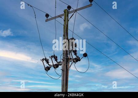 Deutschland Telefon Kabel ein Telegraphenmast melden Sie Stockfoto