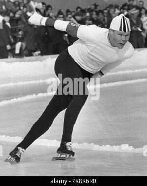 Innsbruck, Österreich 196402 die Olympischen Winterspiele 9.. Schnelles Skaten, Männer, per Ivar Moe in Aktion von 5000 Metern, wo er die Nr. 2 wurde. Foto: Current / NTB Stockfoto