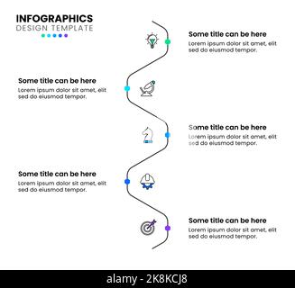 Infografik-Vorlage mit Symbolen und 5 Optionen oder Schritten. Sechseckige Zeitleiste. Kann für Workflow-Layout, Diagramm, Banner, webdesign verwendet werden. Vektorillust Stock Vektor