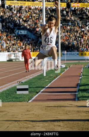 Helsinki, Finnland 1971. Finden Sie Bendixen in Aktion Length LEAP während der Leichtathletik-Europameisterschaften. Foto NTB / NTB Stockfoto