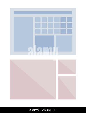 Planner und Bild mockup halbflache Farbe Vektor-Objekte eingestellt Stock Vektor