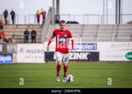 Horsens, Dänemark. 23. Oktober 2022. Sebastian Jorgensen (27) von Silkeborg, WENN er während des Superliga-Spiels 3F zwischen AC Horsens und Silkeborg IN der Nordstern Arena Horsens in Horsens gesehen wurde. (Foto: Gonzales Photo/Alamy Live News Stockfoto