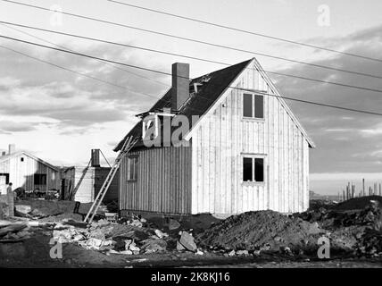 Vadsø Sept. 1946 die Erholung in Nordnorwegen nach dem Zweiten Weltkrieg Gehäusekonstruktion. Hier ist eine der Arten von Häusern, die in Finnmark produziert und gebaut wurden. Dies ist das Haus Typ D. 60 Foto: NTB / NTB Stockfoto