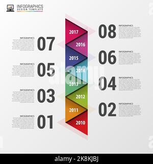 Flache, farbenfrohe, abstrakte Timeline-Infografiken. Vektorgrafik. Stock Vektor