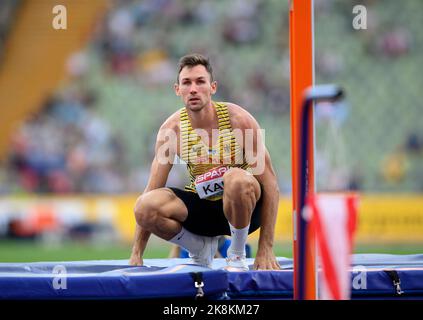 Niklas KAUL (GER) Hochsprung-Zehnkampf, auf 15.08.2022 Leichtathletik-Europameisterschaften 2022, Europameisterschaften, ab 15,08. - 21.08.2022 in München. Stockfoto