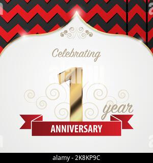 1-jähriges Jubiläum. Goldener Stil. Vektorgrafik Stock Vektor