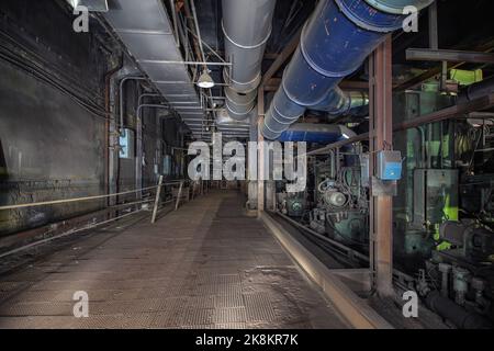 Industrielle Interieur einer alten Fabrik Stockfoto