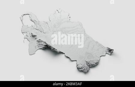 Turkmenistan Karte Turkmenistan Flagge schattiertes Relief Farbe Höhenkarte auf weißem Hintergrund 3D Abbildung Stockfoto