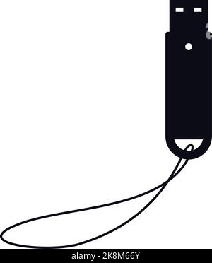 Ein schwarzes USB-Flash-Laufwerk, isoliert auf weißem Hintergrund Stock Vektor