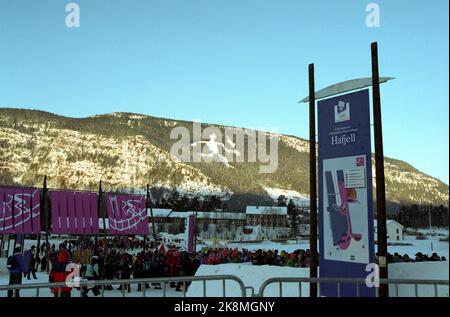 Hafjell 19940223. Olympische Winterspiele in Lillehammer. Das Publikum im Skigebiet Hafjell im Zusammenhang mit Grand Slam. Foto: Inger Berg / NTB Stockfoto