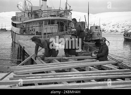 Hammerfest November 1945. Die Restaurierung in Nordnorwegen nach dem Krieg. FOTOGRAF: H. E. / NTB Stockfoto