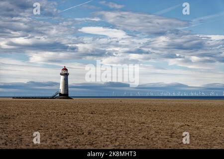 Leuchtturm von Ayr in Talacre, Holywell, Nordwales, Großbritannien Stockfoto
