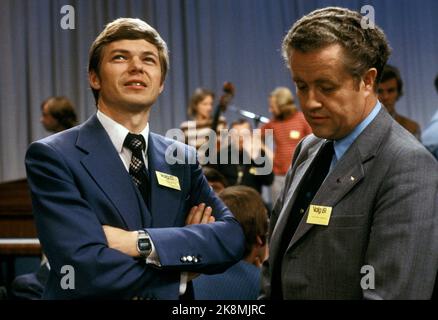 Oslo 19810915. Bei den Parlamentswahlen 1981 wird der Vorsitzende des Parlaments der Rechten, Kåre Willoch, als neuer Premierminister angezeigt. Hier Kjell Magne Bondevik (t Foto: NTB / NTB Stockfoto