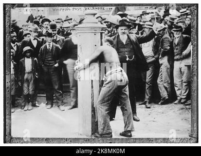 Whipping Post, Delaware, USA - 1900 - möglicherweise im Kent County Jail, Dover, Delaware, USA. Stockfoto