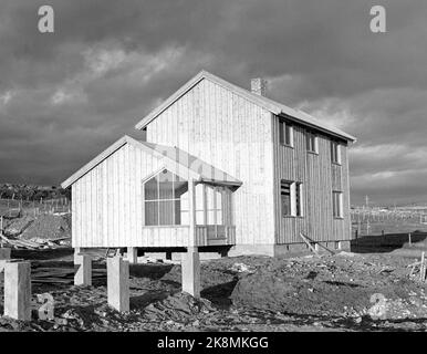 Vadsø Sept. 1946 die Erholung in Nordnorwegen nach dem Zweiten Weltkrieg Gehäusekonstruktion. Hier ist eine der Arten von Häusern, die in Finnmark produziert und gebaut wurden. Dies ist ein Haus vom Typ D. 56. Foto: NTB / NTB Stockfoto