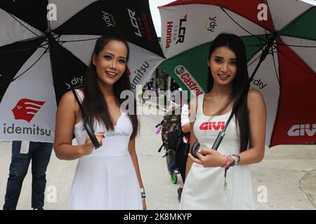 SEPANG, Malaysia. , . Grid Girls, MOTO GP Klasse, während der DORNA & FIM Moto GP Championship 2022 Runde 19. Sepang Circuit, Malaysian Motorcycle Grand Prix am Sonntag, 23. Oktober 2022. Bild & Copyright © Nikolaz GODET/ATP images (GODET Nikolaz/ATP/SPP) Quelle: SPP Sport Press Foto. /Alamy Live News Stockfoto