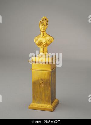 Martin-Guillaume Biennais Französische Schule die Büste von Pauline Borghèse, Schwester Napoleons I. vergoldete Bronze auf einem rechteckigen Ständer (26,5 x 7 x 7 cm) Alberto Ricci Foto Stockfoto