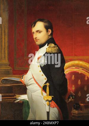 Paul Delaroche (1797-1856) Französische Schule Delaroche, Porträt Napoleons I. in seinem Büro um 1838 Öl auf Leinwand (121 x 91 cm) Alberto Ricci Foto Stockfoto