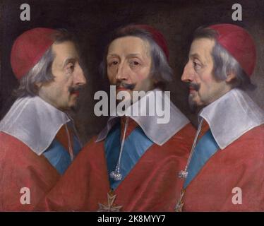 Philippe de Champaigne (1602-1674) und Studio Französische Schule Dreifaches Porträt von Kardinal Richelieu wahrscheinlich 1642 Öl auf Leinwand (0,58 x 0,72 m.) London, Die National Gallery Stockfoto