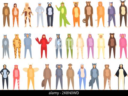 Kigurumi-Symbole setzen Cartoon-Vektor. Faschingsschlaf. Partykleid Stock Vektor