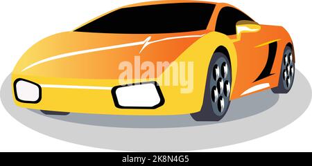 Ein gelbes und orangefarbenes Luxusauto-Symbol isoliert auf weißem Hintergrund Stock Vektor