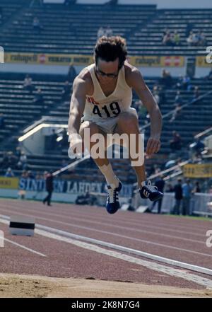 Helsinki, Finnland 1971. Kristen Fløgstad in Action Tresteg während der Leichtathletik-Europameisterschaften 1971. Foto NTB / NTB Stockfoto