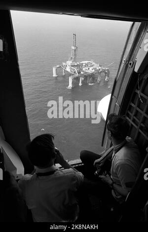 Nordsee 19700620 Milliarden aus der Tiefe? Es gibt Ölbohrungen in der Nordsee und Ansichten von Abenteuergewinnen. Norwegen könnte enorme Einnahmen aus dem Öl erzielen. Die Bohrplattform „Ocean Viking“. Foto: Sverre A. Børretzen / Aktuell / NTB Stockfoto