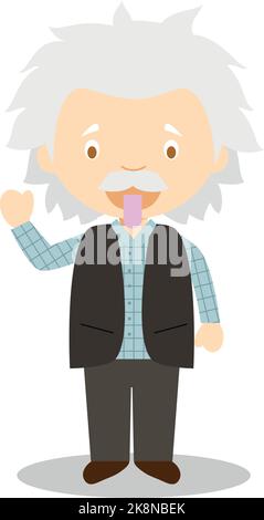 Albert Einstein Zeichentrickfigur. Vektorgrafik. Sammlung „Geschichte Für Kinder“. Stock Vektor