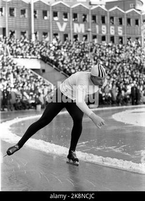 Oslo 19650214 World Championships im Bislett Stadium in Oslo. Hier der Sieger der Weltmeisterschaft, Norweger per Ivar Moe. Er gewann auch 1500 Meter. Foto; NTB / NTB Stockfoto