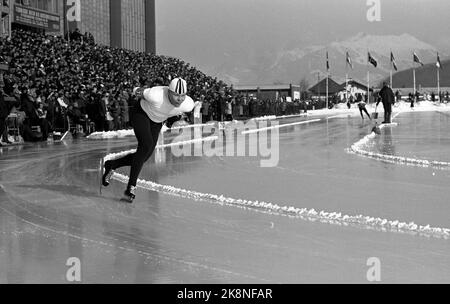 Innsbruck, Österreich 196402 die Olympischen Winterspiele 9.. Schnelles Skaten, Männer, per Ivar Moe in Aktion von 10.000 Metern. Foto: Current / NTB Stockfoto