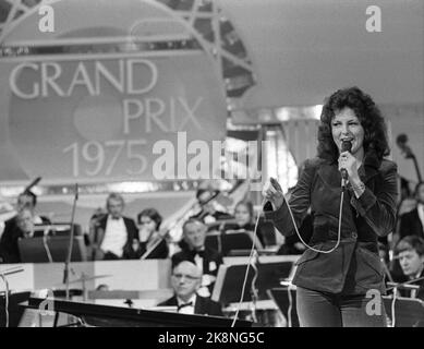 Oslo 26. Januar 1975. Norwegian Melody Grand Prix, Hier Brit Elisabeth Hågensli. Foto: Arild Hordnes / NTB / NTB Stockfoto