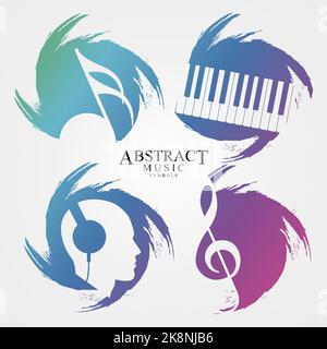 Abstrakte Musiksymbole. Kreativer Grunge-Style. Vektorgrafik Stock Vektor