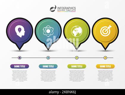 Timeline-Infografiken mit Symbolen. Geschäftskonzept. Vektorgrafik Stock Vektor