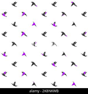 Modernes Dessin-Muster mit Origami-Vögeln. Vektorgrafik Stock Vektor