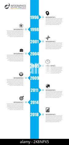 Vorlage für Infografiken für die Zeitleiste. Modernes, blaues Design. Vektorgrafik Stock Vektor