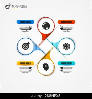 Blasendiagramm der vier Schritte-Elemente. Infografik-Vorlage. Vektorgrafik Stock Vektor