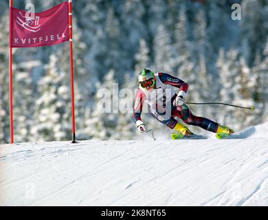 Lillehammer 19940217. Olympische Winterspiele im Lillehammer Super G - Alpine. Jan Einar Thorsen in Aktion. Foto: Calle Törnström / NTB Stockfoto