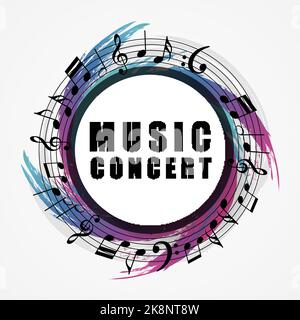 Musikalischer Hintergrund. Runder Rahmen im Musikstil. Vektorgrafik Stock Vektor