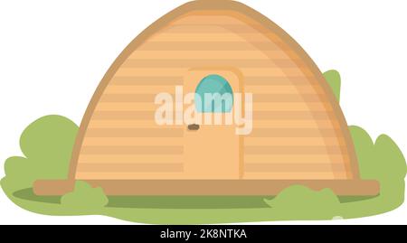 Holz Glamping Symbol Cartoon-Vektor. Zeltcamping. Waldreisen Stock Vektor