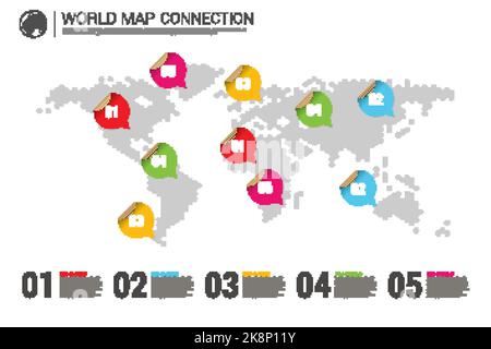 Modernes World-Map-Verbindungskonzept. Vektor. Stock Vektor