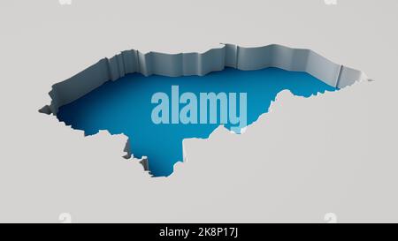 3D Illustration von Honduras Karte 3D innere Extrudenkarte Meerestiefe mit innerem Schatten. Für Web und Print Stockfoto
