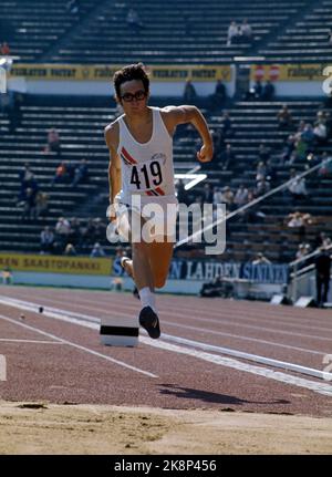 Helsinki, Finnland 1971. Kristen Fløgstad in Action Tresteg während der Leichtathletik-Europameisterschaften 1971. Foto NTB / NTB Stockfoto