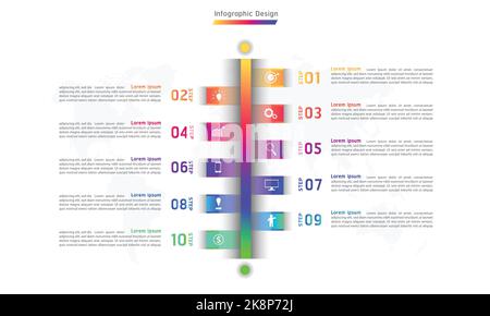 Eine Illustration eines modernen und farbenfrohen Infografiedesigns, isoliert auf weißem Hintergrund Stock Vektor