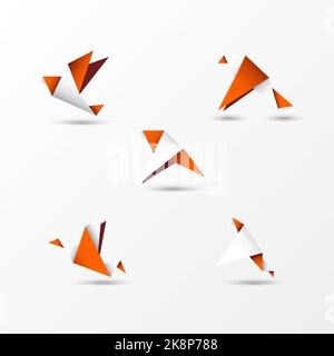 origami orange Vögel im modernen Stil. Vektorgrafik Stock Vektor